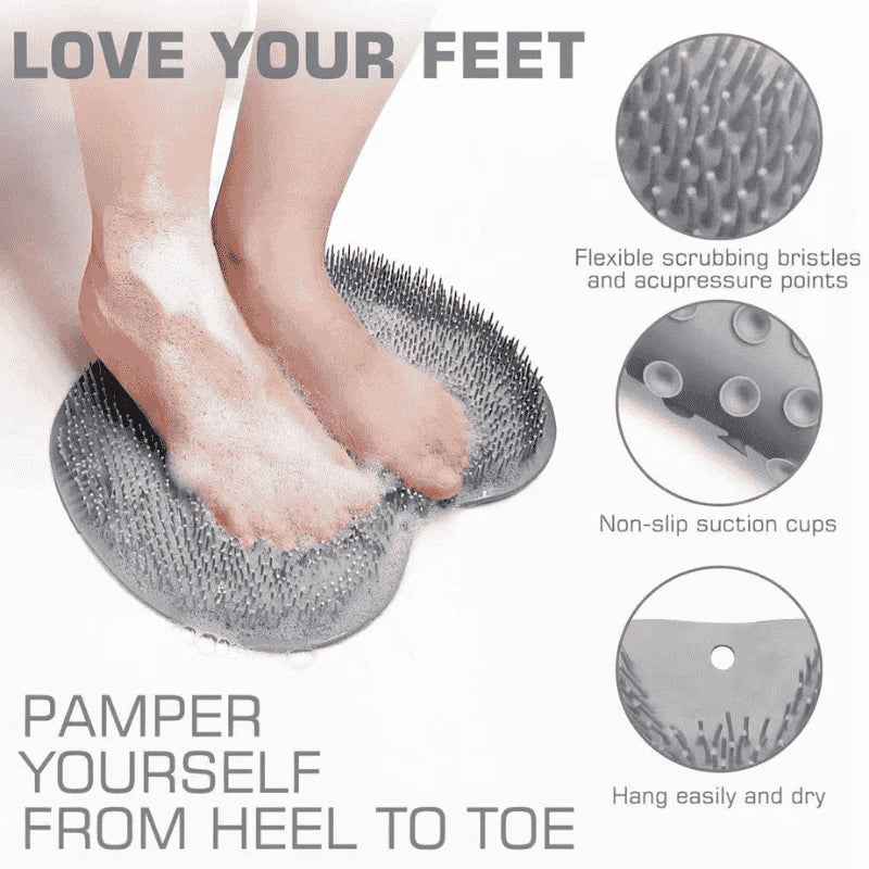 Shower Foot Scrubber Mat with Wall-Mounted Suction Cups