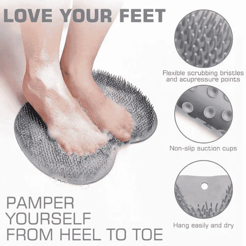 Shower Foot Scrubber Mat with Wall-Mounted Suction Cups