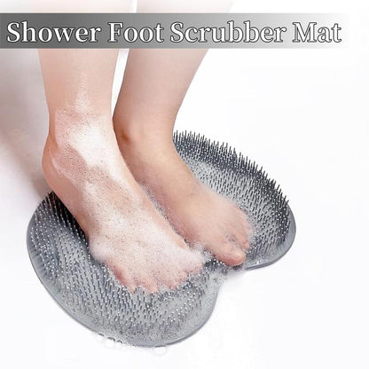 Silicone Shower Scrubber Mat with Wall-Mounted Suction Cups.