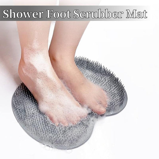 Silicone Shower Scrubber Mat with Wall-Mounted Suction Cups.