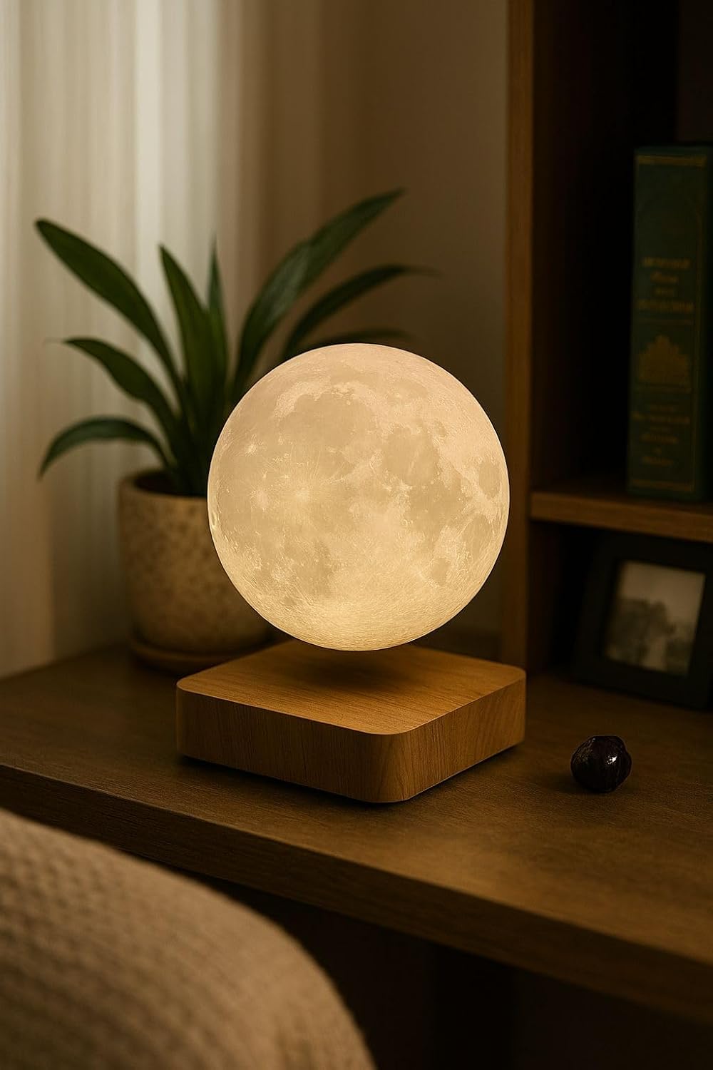 Magnetic Levitating Moon Lamp with Wooden Base