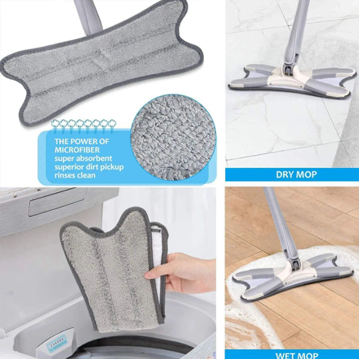 X-Type Microfiber Mops for Floor Cleaning