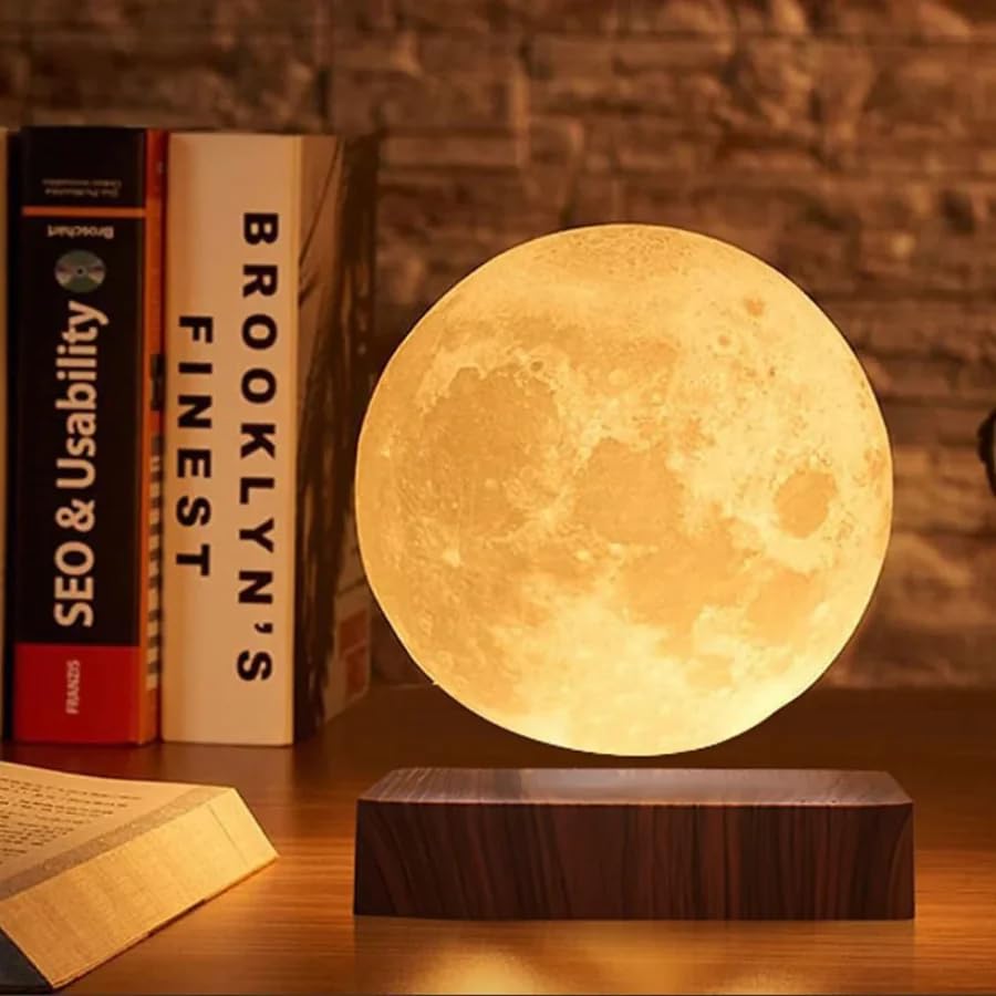 Magnetic Levitating Moon Lamp with Wooden Base