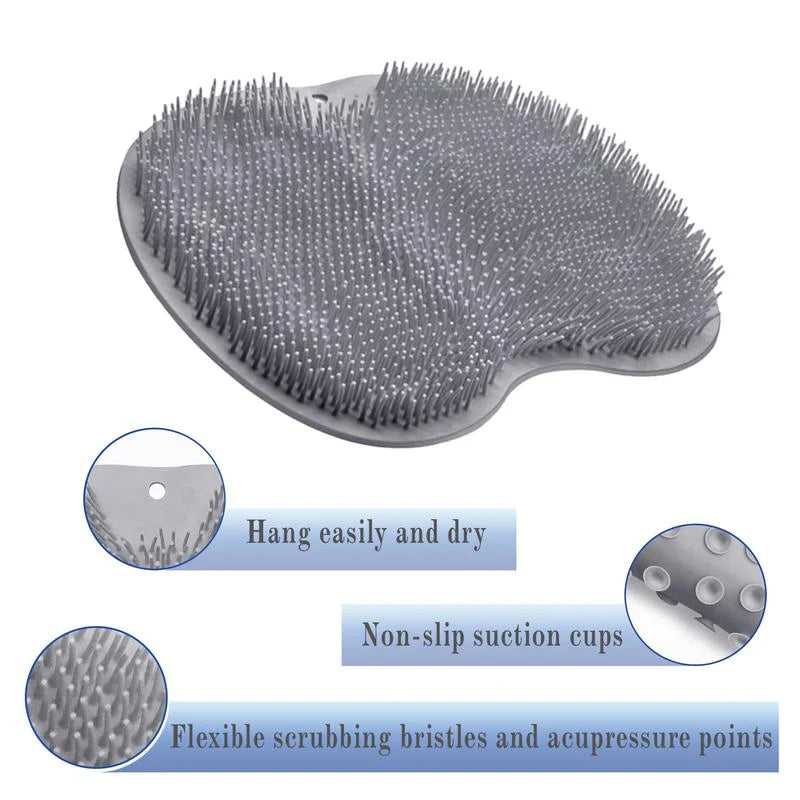 Silicone Shower Scrubber Mat with Wall-Mounted Suction Cups.
