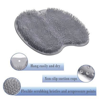 Silicone Shower Scrubber Mat with Wall-Mounted Suction Cups.