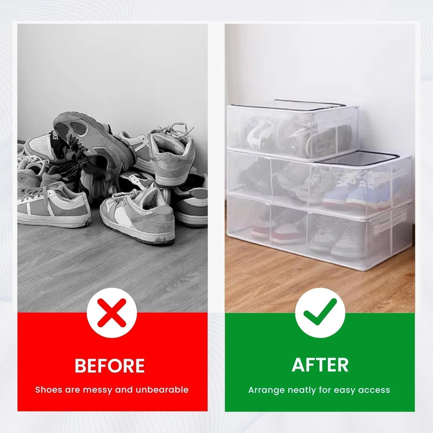 Foldable Mesh Shoe Organizer Box (XL Size)