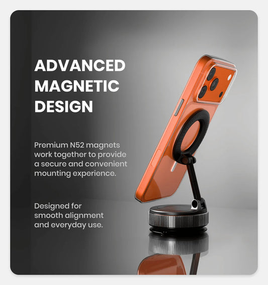 Magnetic Car Phone Holder 360° Adjustable Foldable Suction Mount