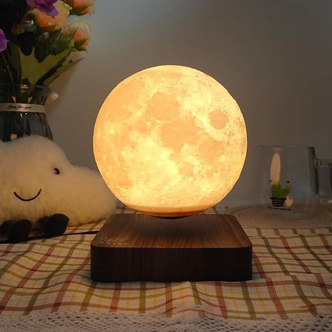 Magnetic Levitating Moon Lamp with Wooden Base