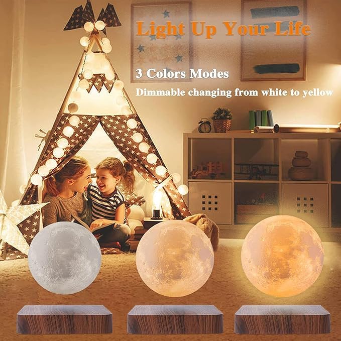 Magnetic Levitating Moon Lamp with Wooden Base