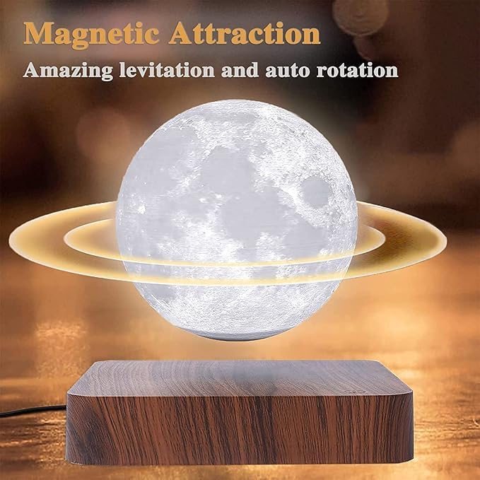 Magnetic Levitating Moon Lamp with Wooden Base